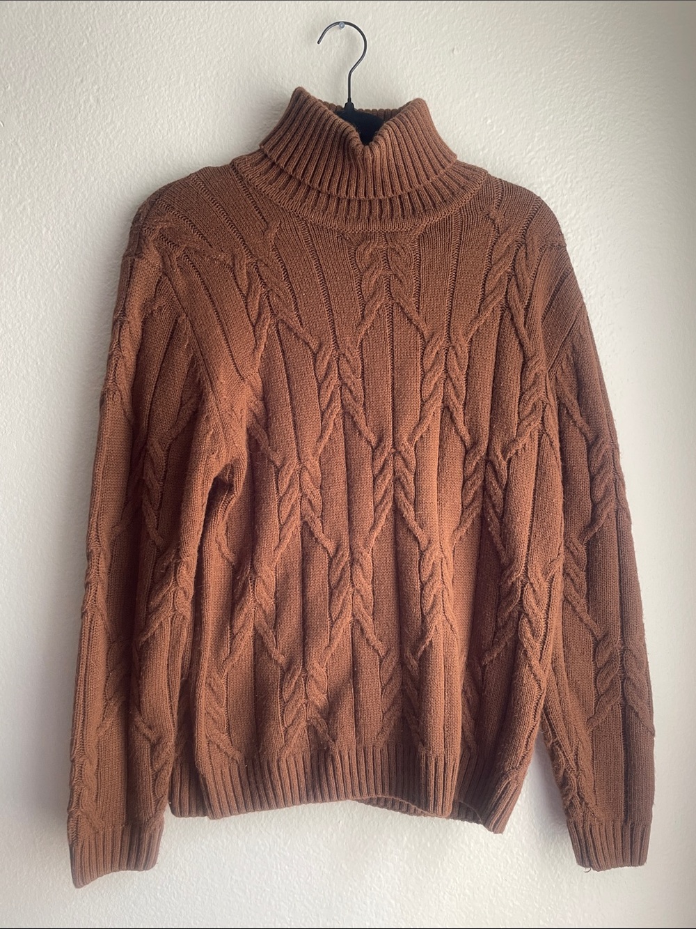 Grace Karin Brown Cable-Knit Turtleneck Sweater
